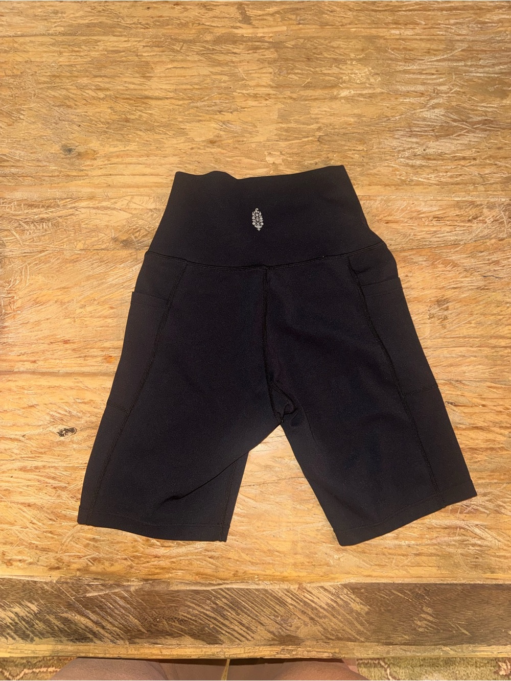 FP Movement by Free People Black High-Rise Bike Shorts with Logo